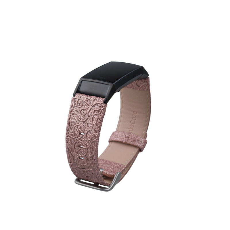 Thanskcase Band for Fitbit Charge 4 / Charge 3 / Charge 3 SE, Genuine Leather Wristbands Replacement Spring Bar and Embossed Pattern.