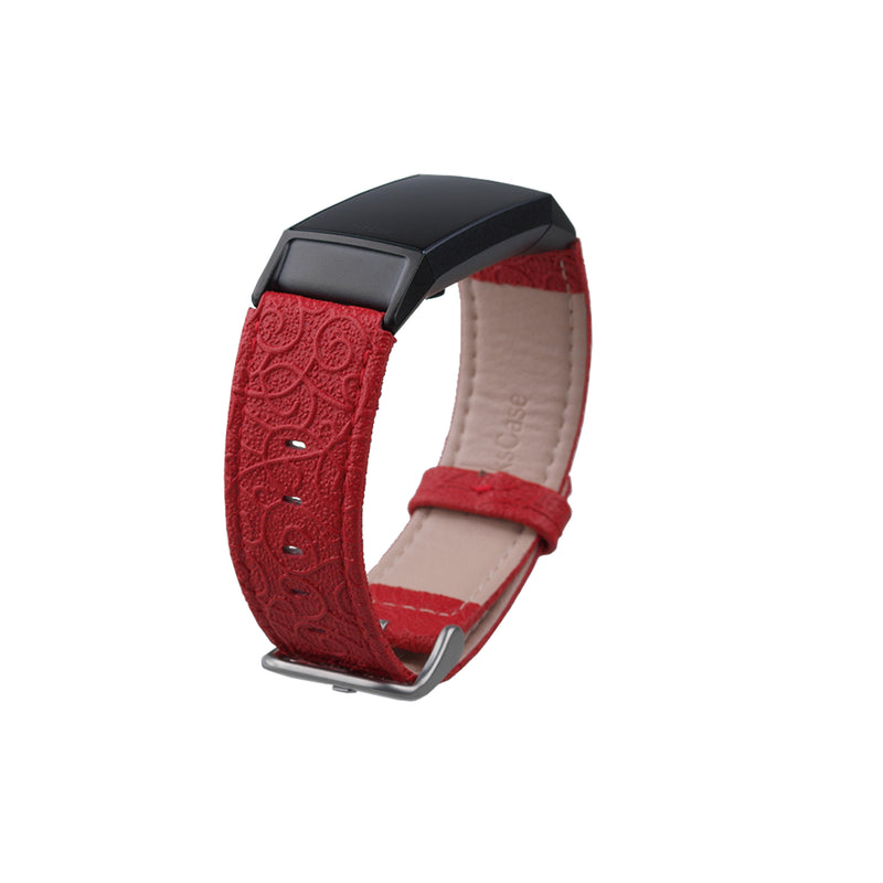 Thanskcase Band for Fitbit Charge 4 / Charge 3 / Charge 3 SE, Genuine Leather Wristbands Replacement Spring Bar and Embossed Pattern.