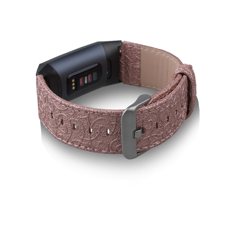Thanskcase Band for Fitbit Charge 4 / Charge 3 / Charge 3 SE, Genuine Leather Wristbands Replacement Spring Bar and Embossed Pattern.
