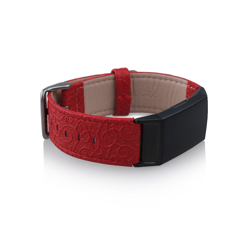 Thanskcase Band for Fitbit Charge 4 / Charge 3 / Charge 3 SE, Genuine Leather Wristbands Replacement Spring Bar and Embossed Pattern.