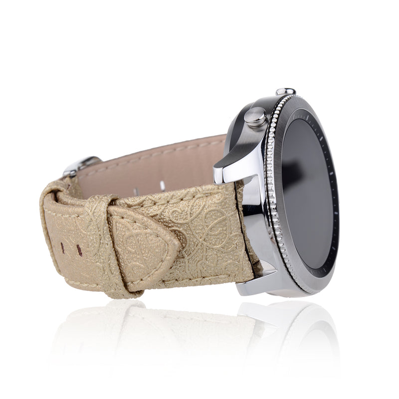 Thankscase Samsung Galaxy Watch 3 45mm Band, Galaxy Watch 46mm Band, Gear S3 Classic/Frontier Band, Genuine Leather Wrist Strap Replacement with Embossed Pattern for Galaxy Watch 3