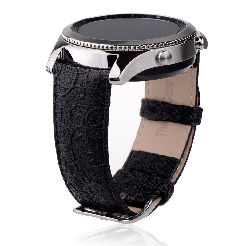Thankscase Samsung Galaxy Watch 3 45mm Band, Galaxy Watch 46mm Band, Gear S3 Classic/Frontier Band, Genuine Leather Wrist Strap Replacement with Embossed Pattern for Galaxy Watch 3